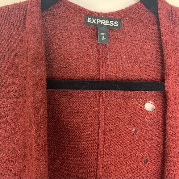 Express small maroon sweater distressed longsleeve - Picture 6 of 10